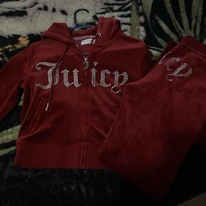 Juicy Couture Burgundy Velour Set